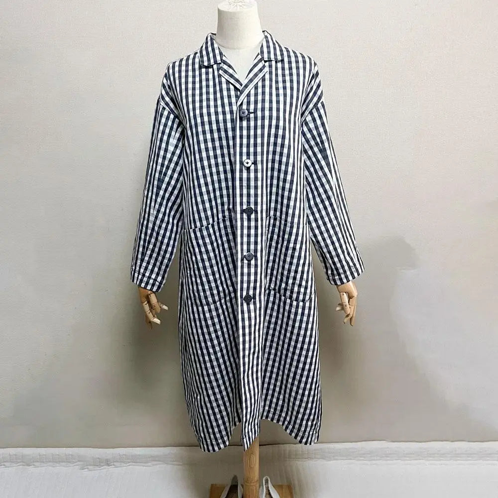 Beauty Grand Mama Dotter Gingham Check Spring Court Long Jacket | 美品 グランママドーター ギンガムチェック スプリング コート ロングジャケット