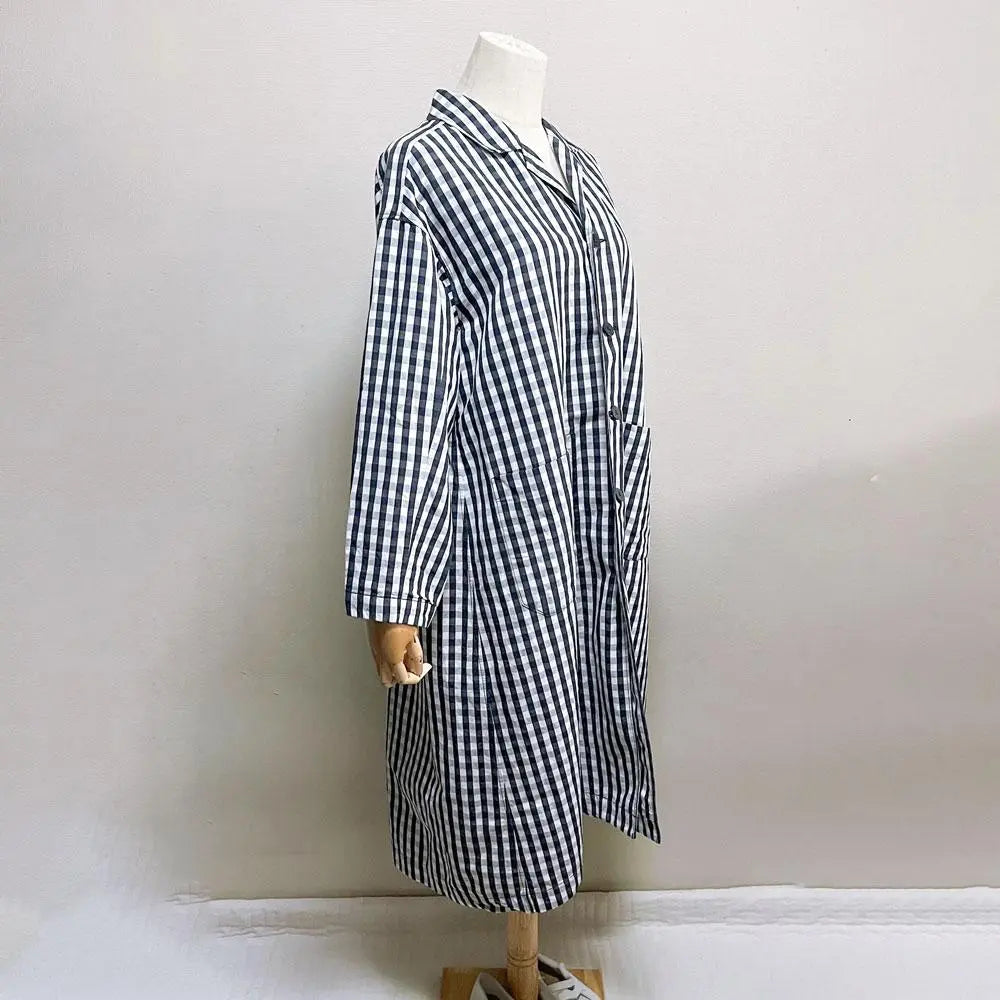 Beauty Grand Mama Dotter Gingham Check Spring Court Long Jacket | 美品 グランママドーター ギンガムチェック スプリング コート ロングジャケット