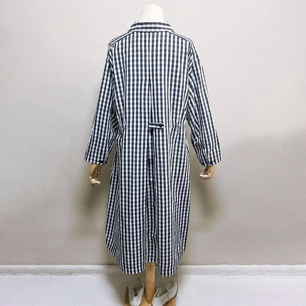 Beauty Grand Mama Dotter Gingham Check Spring Court Long Jacket | 美品 グランママドーター ギンガムチェック スプリング コート ロングジャケット