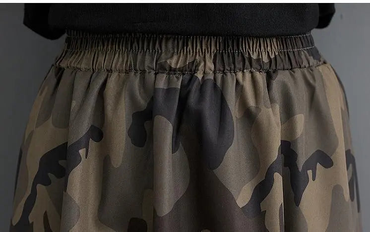 Large size ladies camouflage pattern long skirt spring summer autumn new