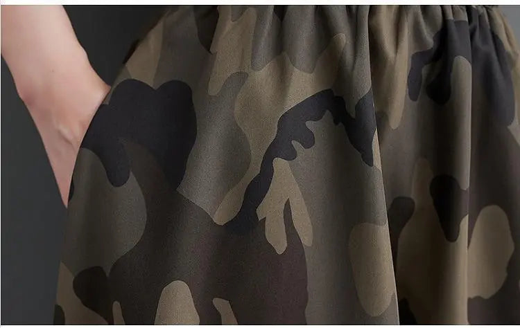 Large size ladies camouflage pattern long skirt spring summer autumn new