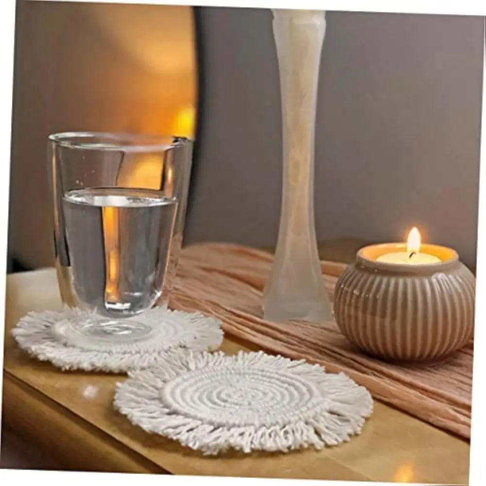 Macrame coaster set of 3! Picnic Coaster Reusable Hand-woven