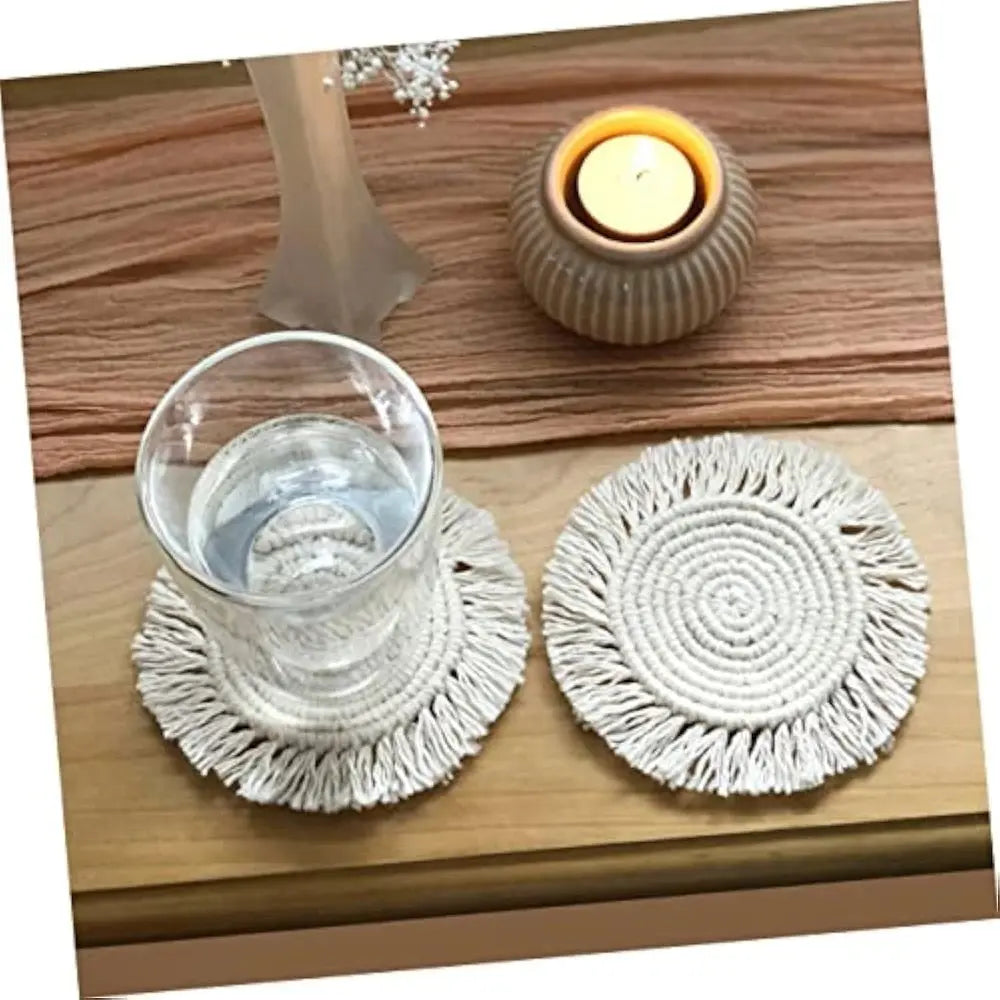 Macrame coaster set of 3! Picnic Coaster Reusable Hand-woven