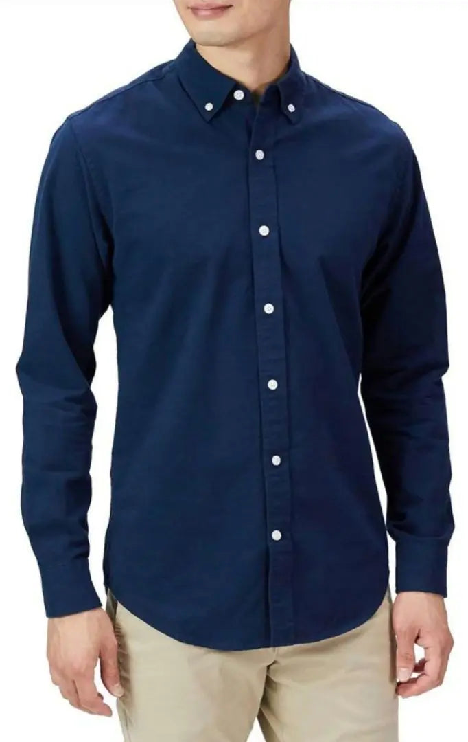 Navy Dress Shirt Oxford Shirt Regular Long Sleeve Men's S