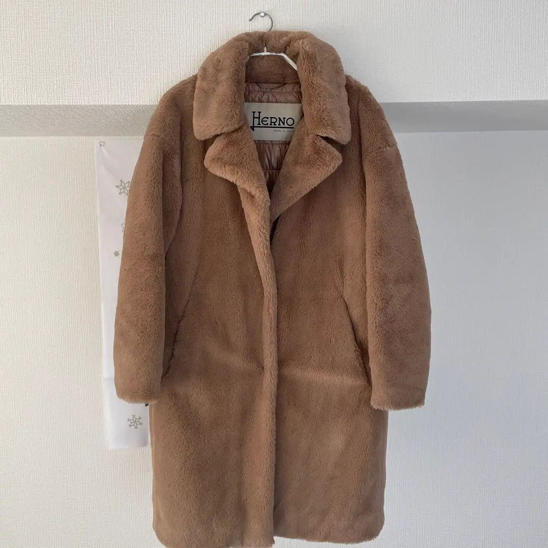 HERNO Eco Fur Coat Beige Size 38 | HERNO　ヘルノ　エコファーコート　ベージュ　38サイズ