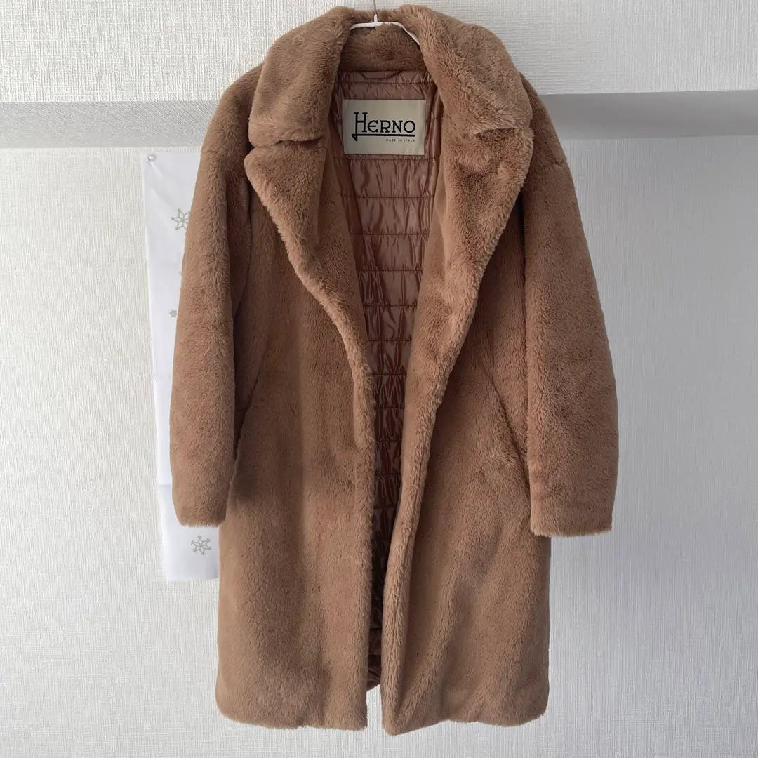 HERNO Eco Fur Coat Beige Size 38 | HERNO　ヘルノ　エコファーコート　ベージュ　38サイズ