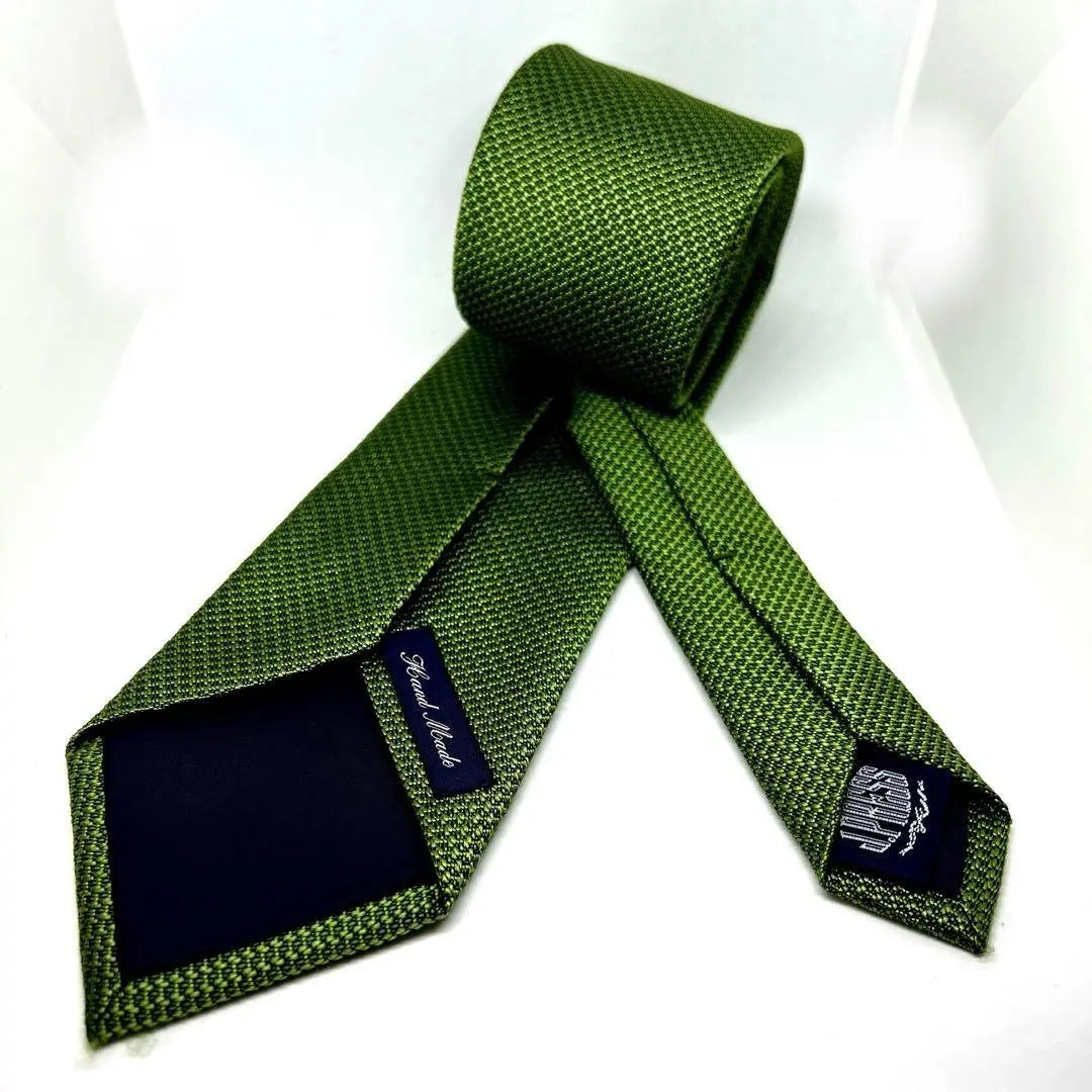 Corbata J.PRESS Corbata verde lisa hecha a mano 100 % seda