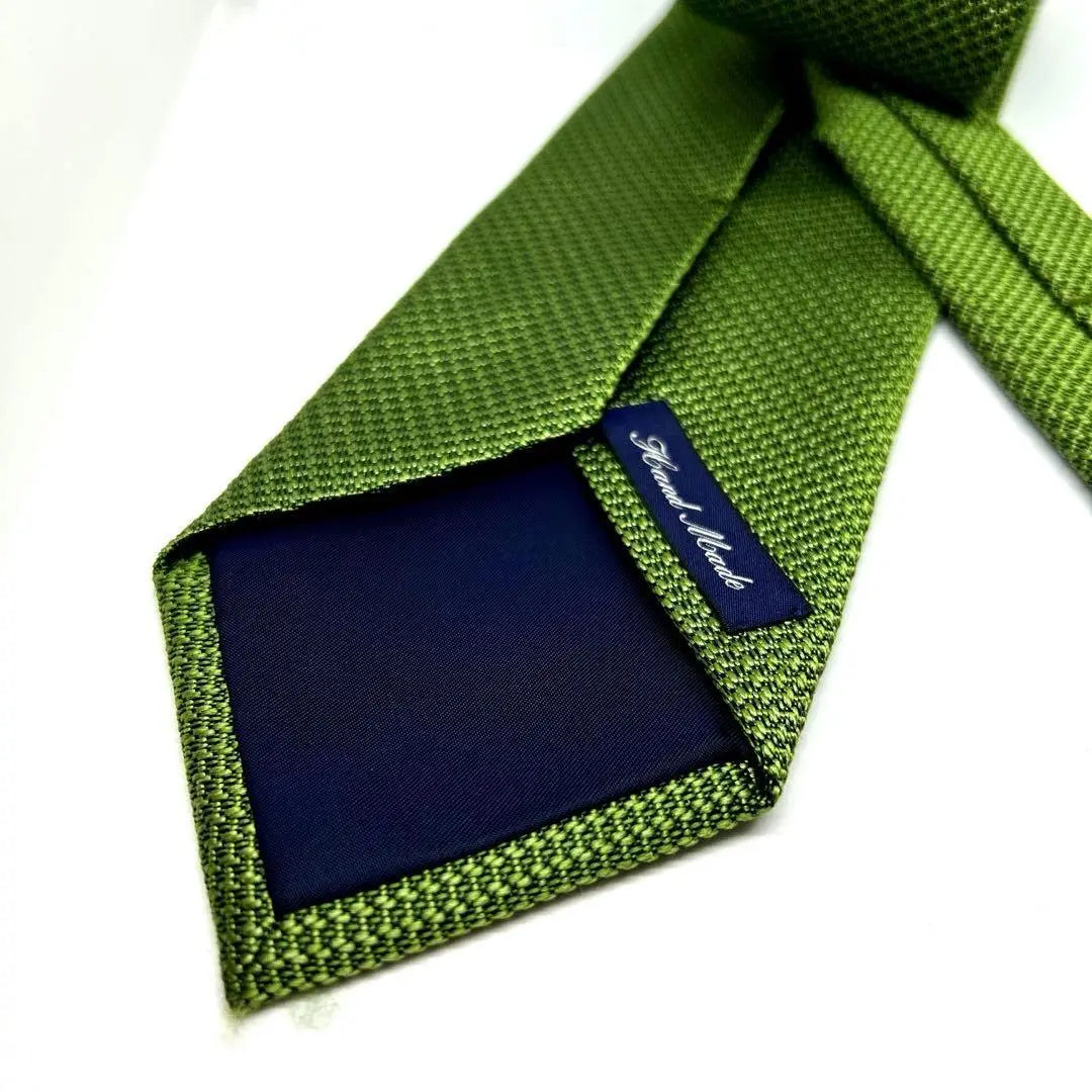 Corbata J.PRESS Corbata verde lisa hecha a mano 100 % seda