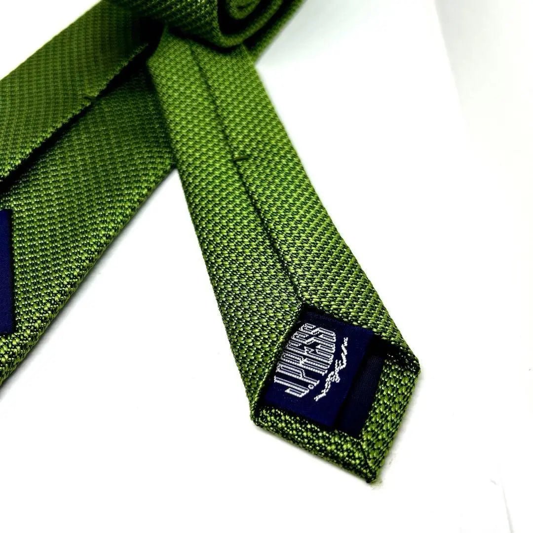 Corbata J.PRESS Corbata verde lisa hecha a mano 100 % seda