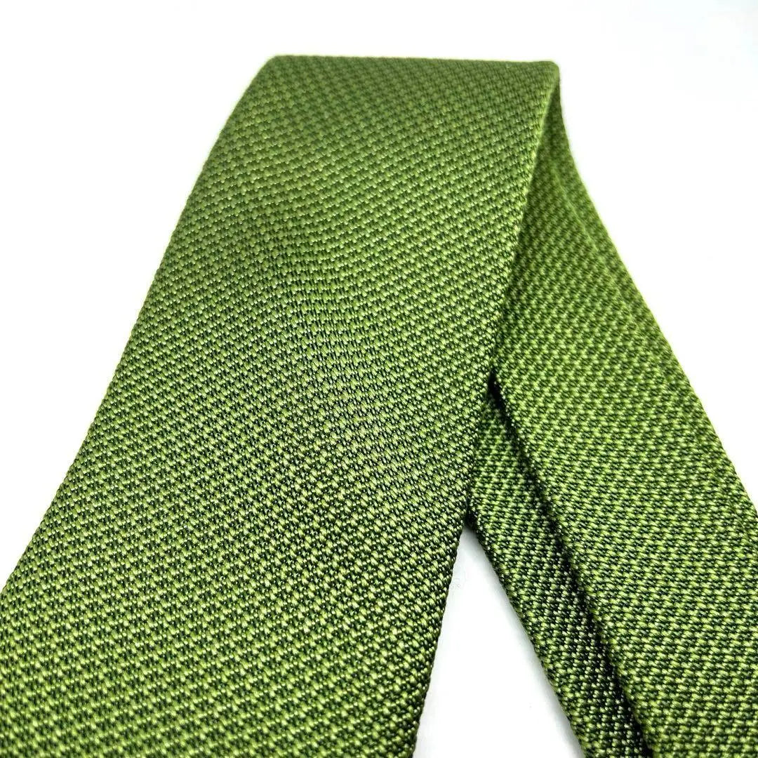 J.PRESS Tie Green Solid Tie Handmade 100% Silk