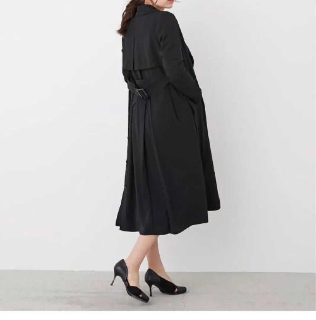 rienda pleated combination trench CT trench coat black S