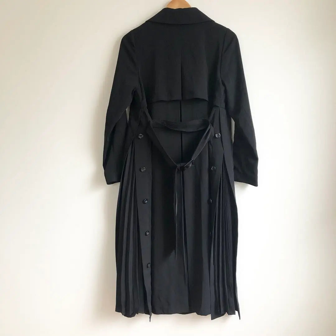 rienda pleated combination trench CT trench coat black S