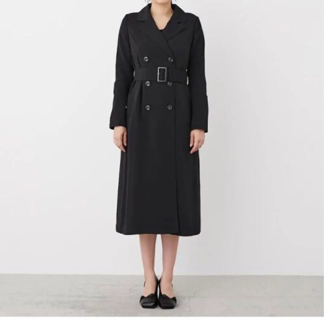 rienda pleated combination trench CT trench coat black S