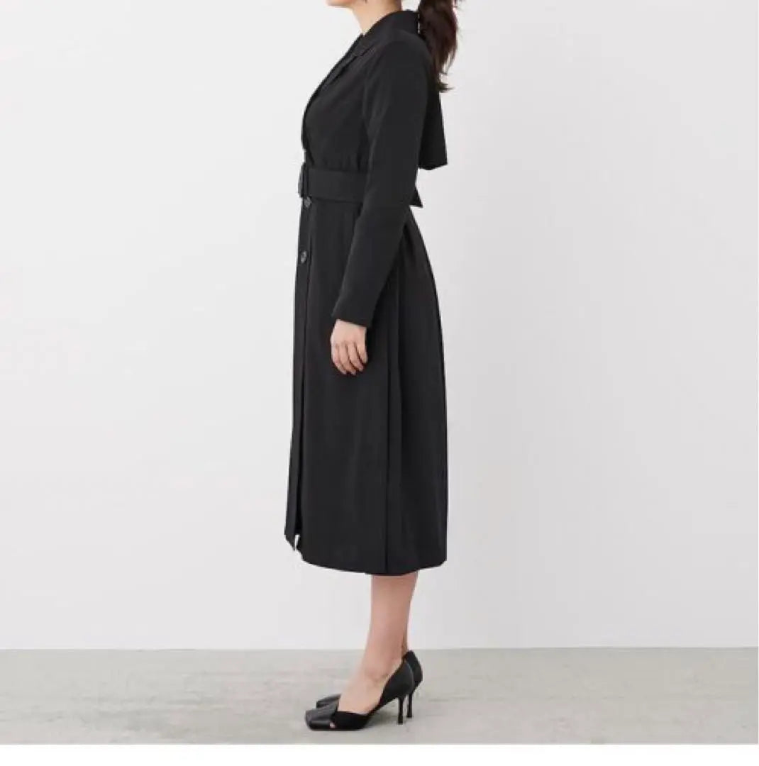 rienda pleated combination trench CT trench coat black S