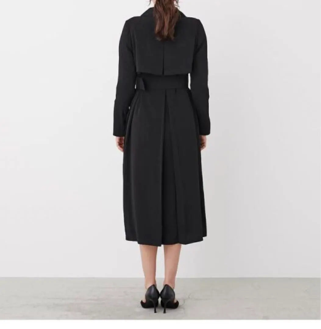 rienda pleated combination trench CT trench coat black S