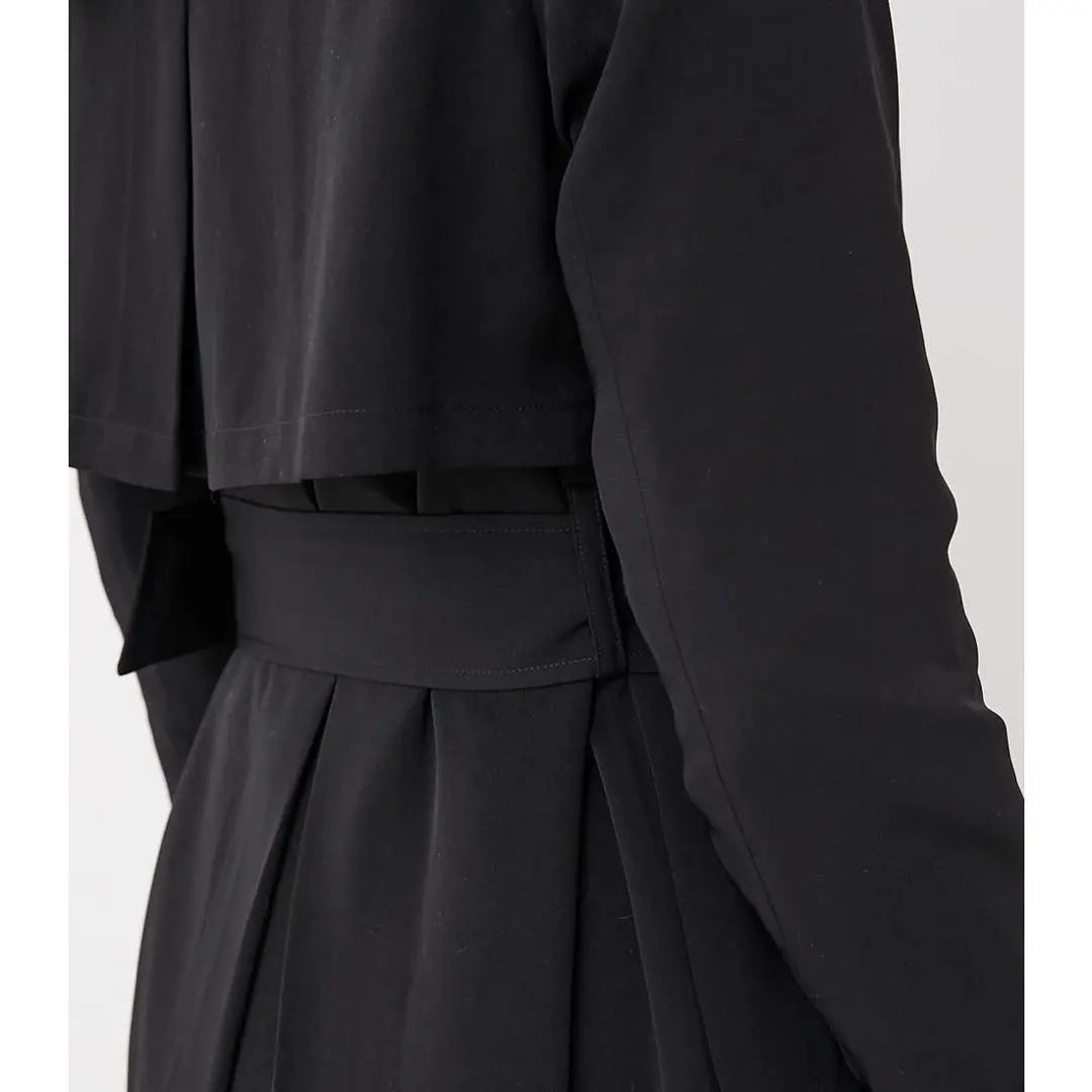 rienda pleated combination trench CT trench coat black S