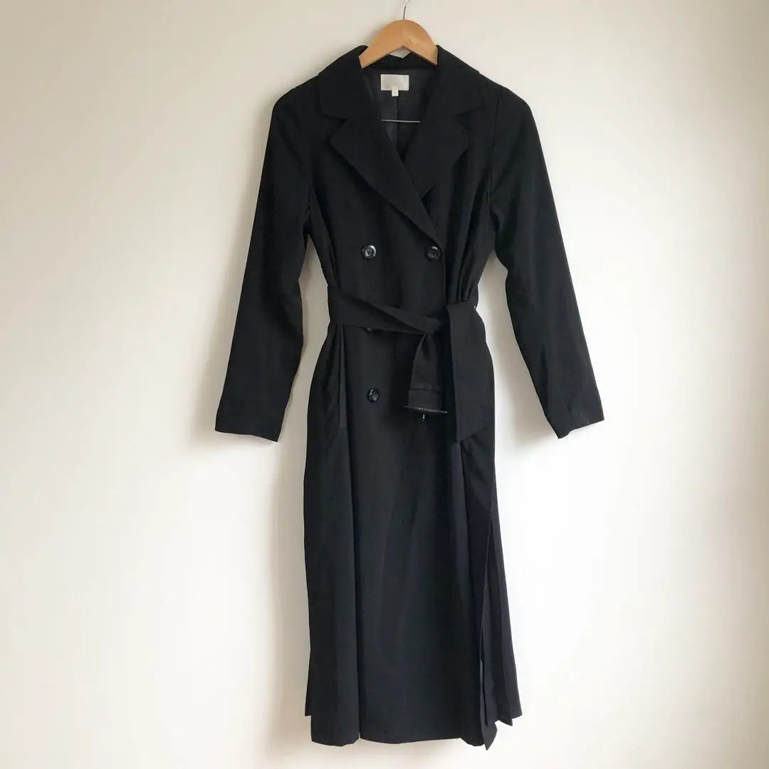 rienda pleated combination trench CT trench coat black S