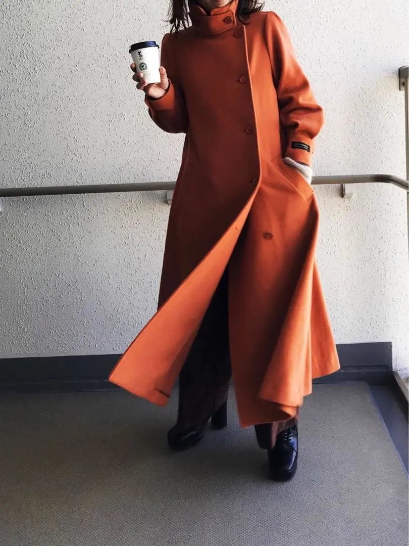 [Very popular orange] POOFY FLARE LONG COAT