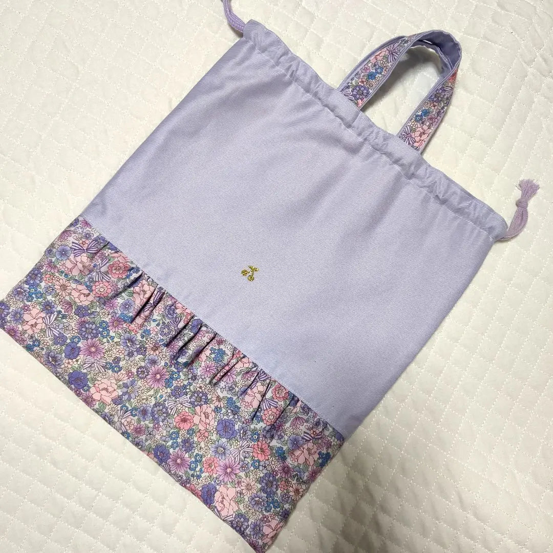 Página de pedido Bolsa de lecciones con cinta de flores con zapatos y ropa de gimnasia en la bolsa de almuerzo escolar | 給食袋