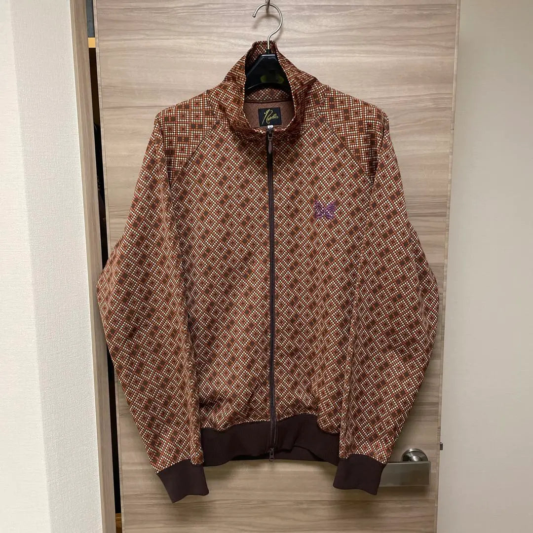 Beautiful condition needles track jacket, all-over pattern, brown, track pants