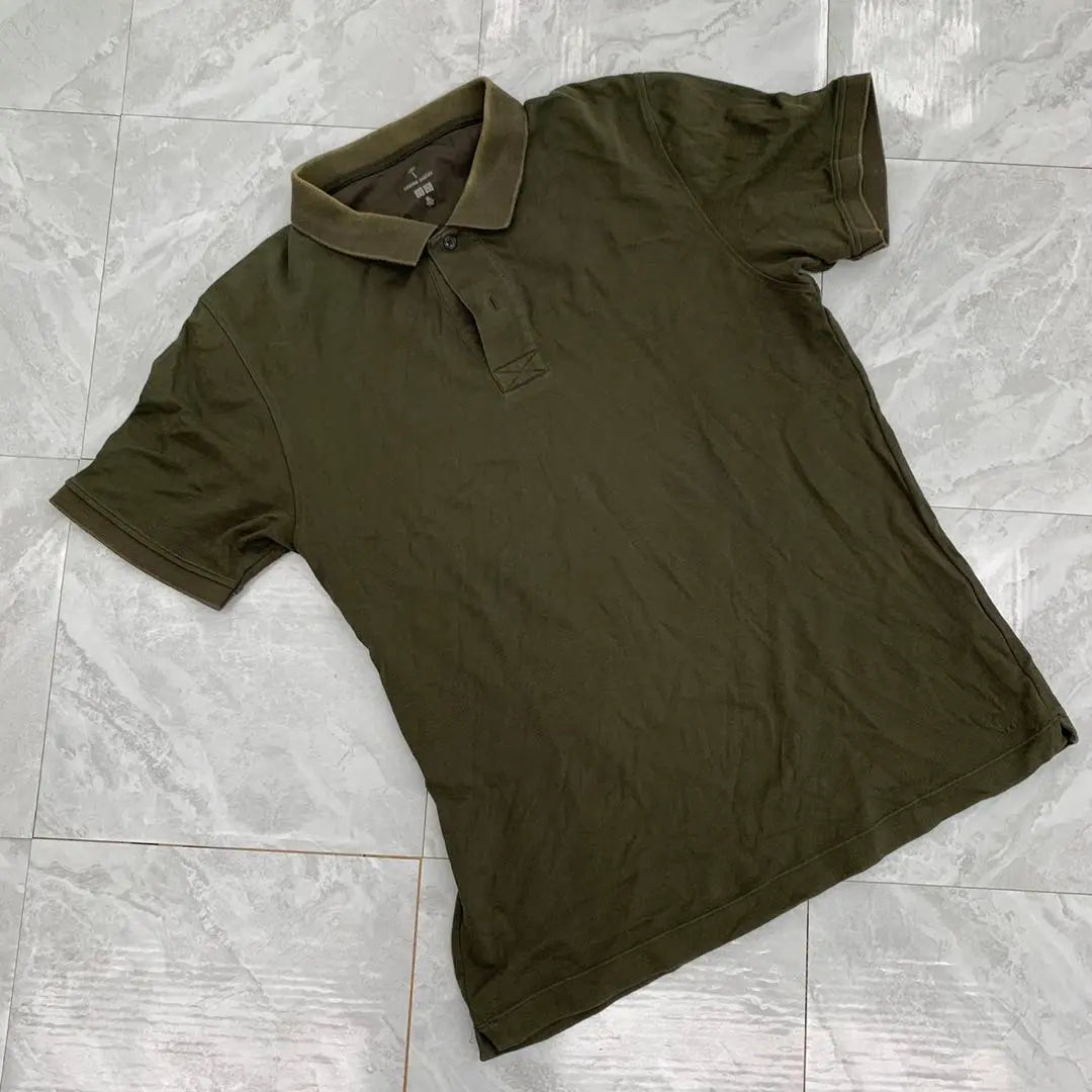 Polo Uniqlo Thomas Meyer liso verde oliva oscuro manga corta talla XL