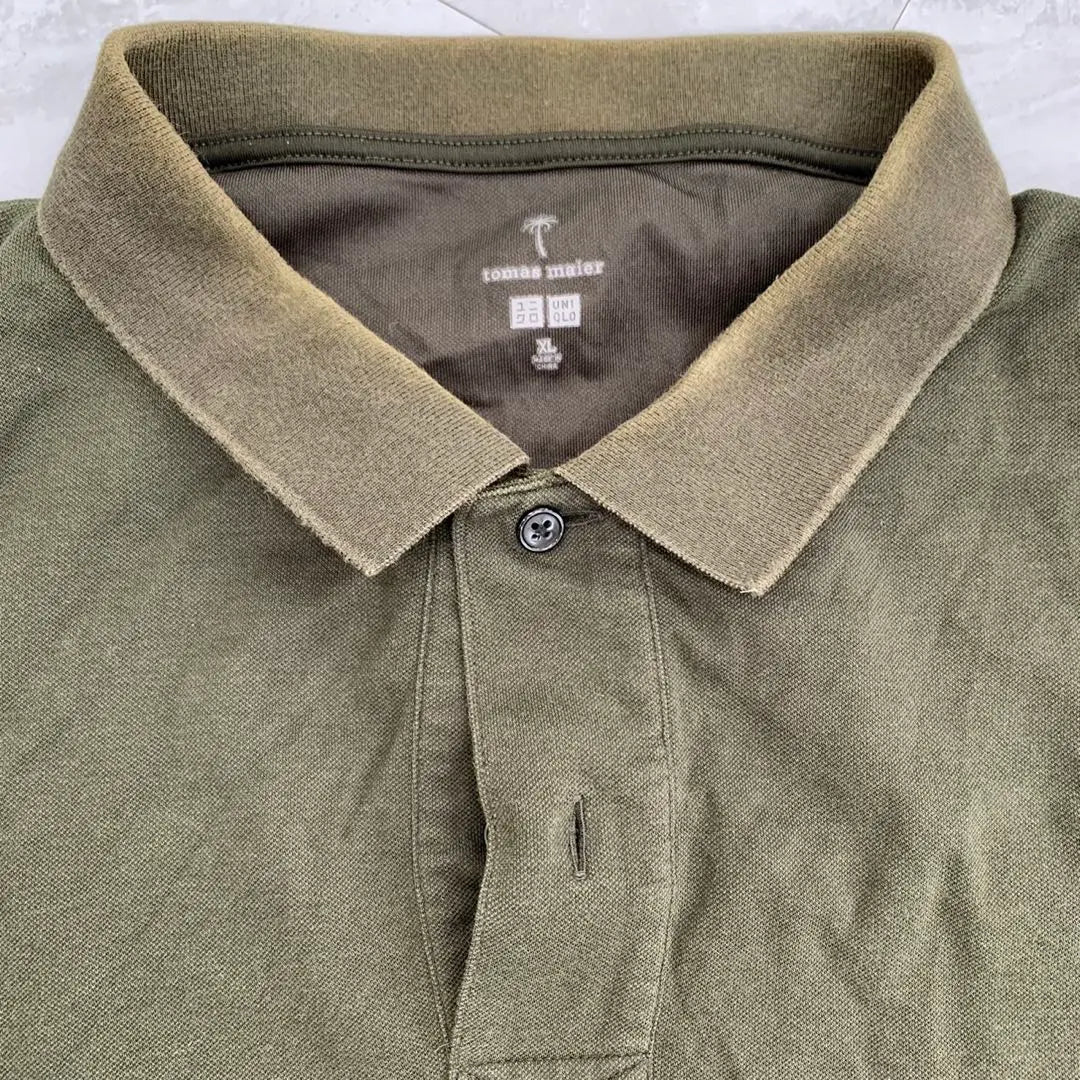 Polo Uniqlo Thomas Meyer liso verde oliva oscuro manga corta talla XL