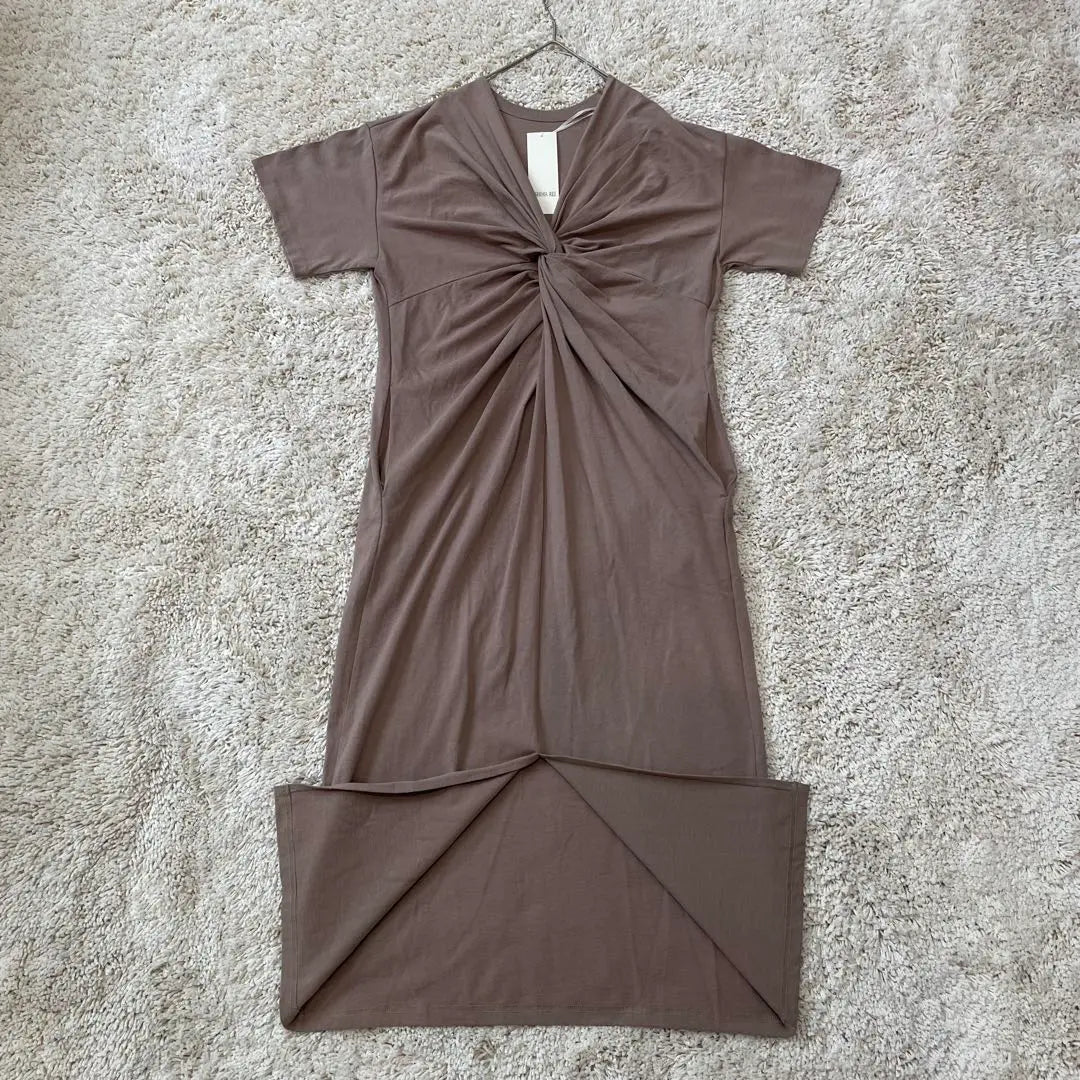 [Unused, tag included] Oshimarei Long Dress Short Sleeve Maxi Length Brown F