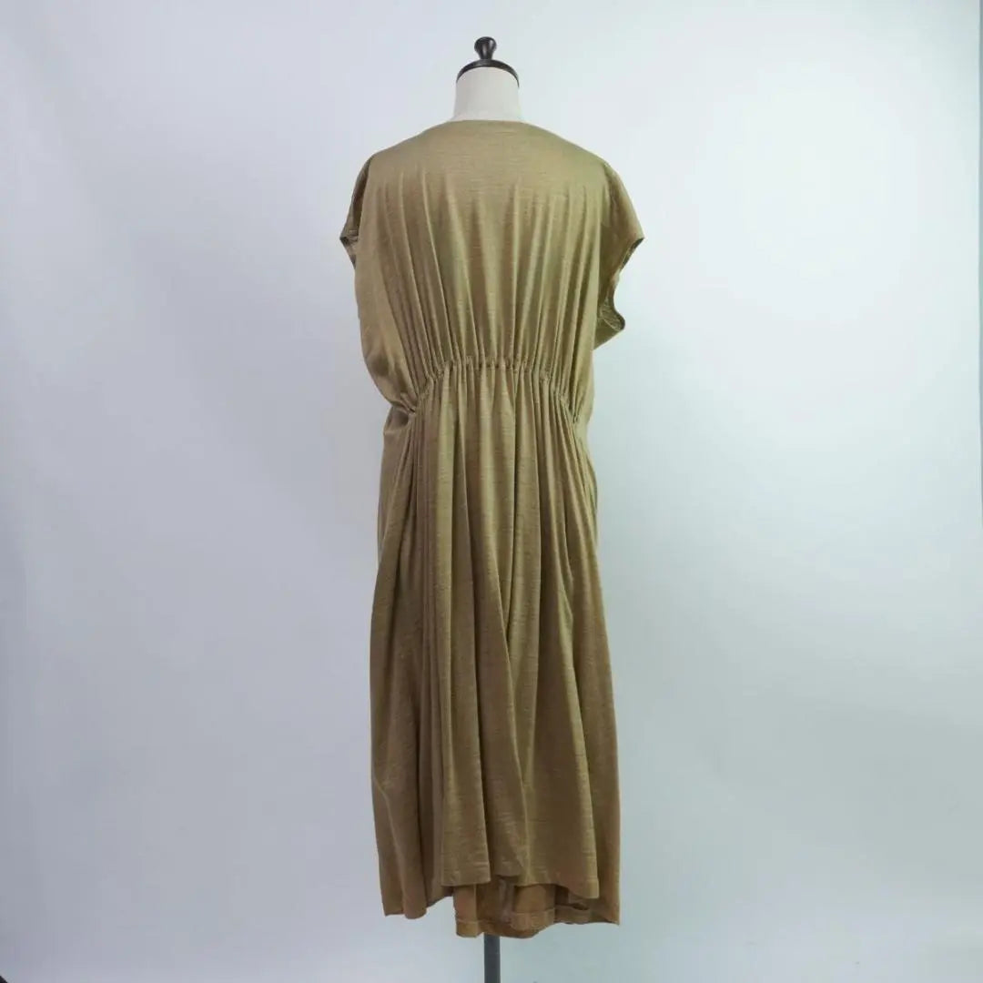 Hirokococo -sino linen 100% One Piece Mimore Length Beige 9AT*PC1008 | ヒロココシノ リネン100% ワンピース ミモレ丈 ベージュ9AT*PC1008