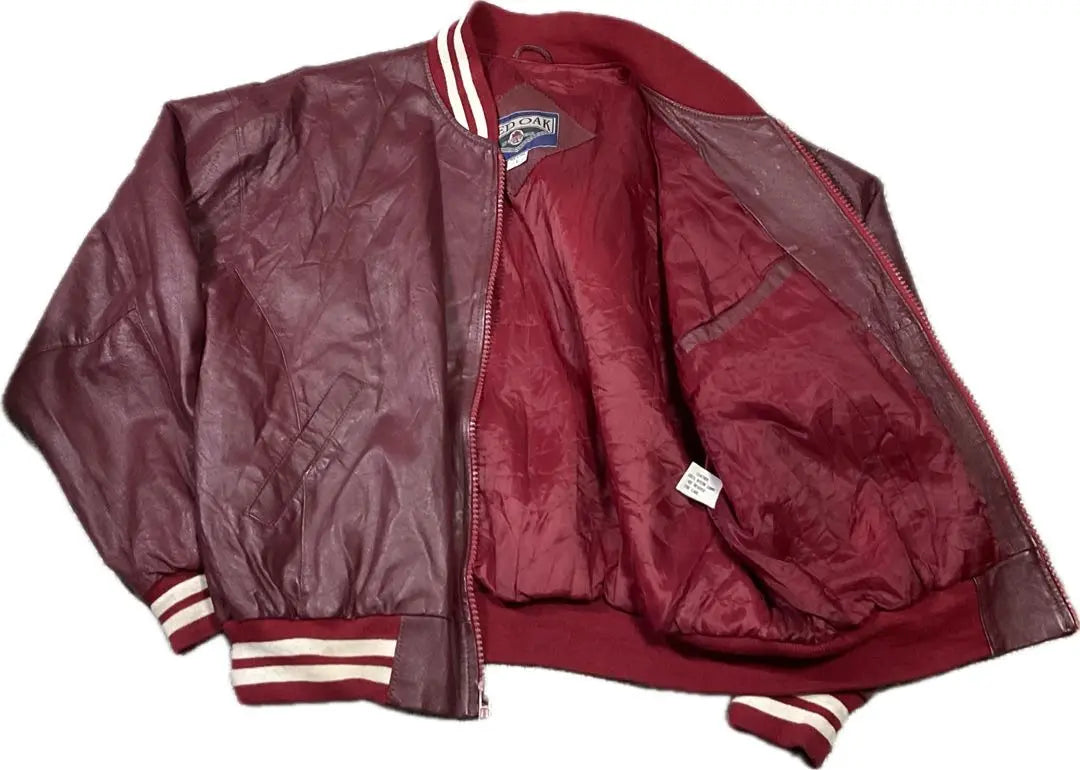 RED OAK ALABAMA Leather Jacket Stadium Jacket Red 90s