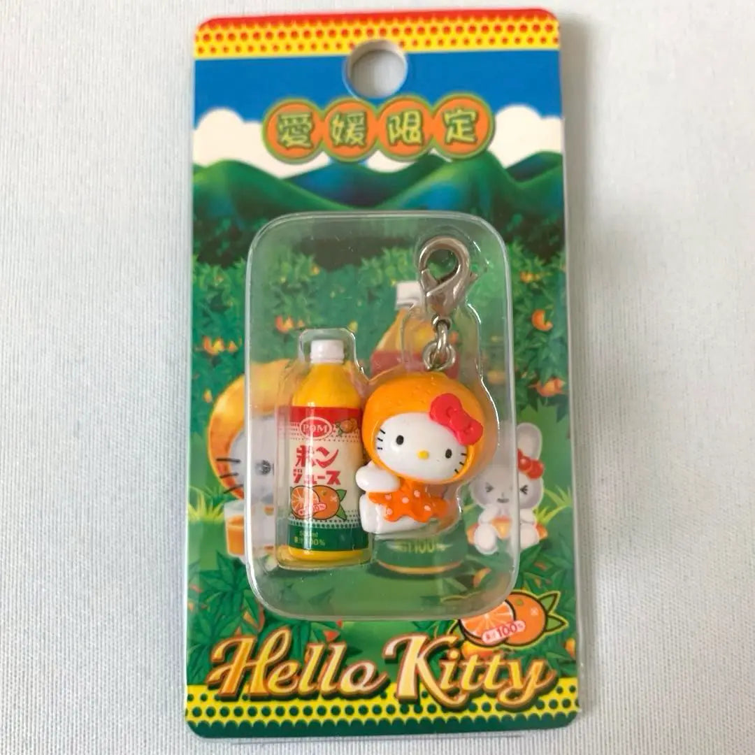 [Local Kitty] Ehime Prefecture Strap Kitty-chan Pon Juice Keychain