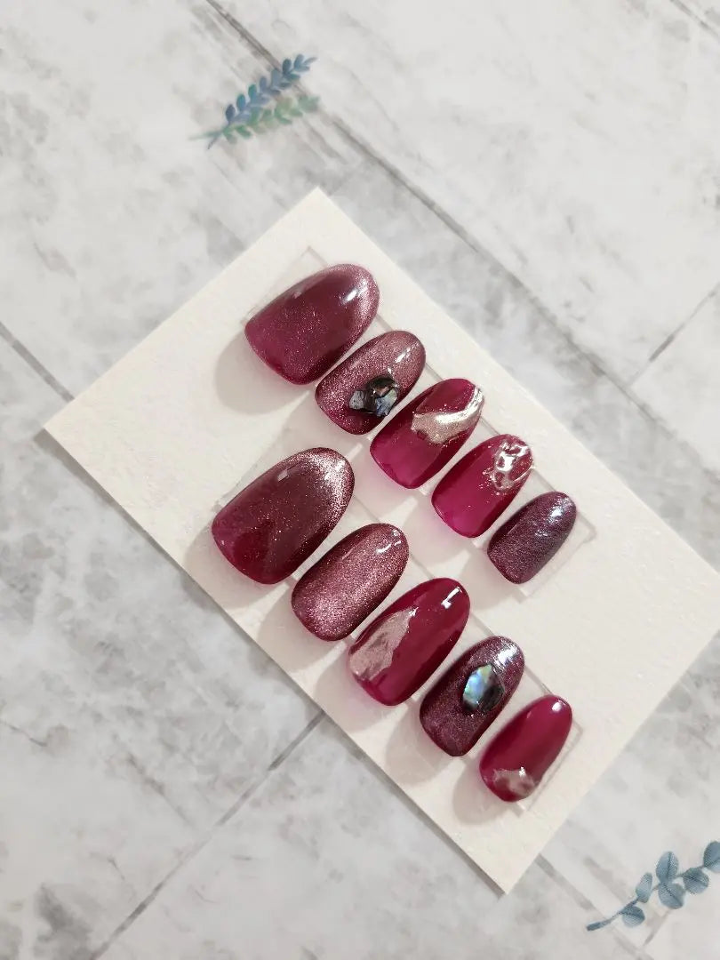 [Actual item] Wine red gradation nail tips set of 10