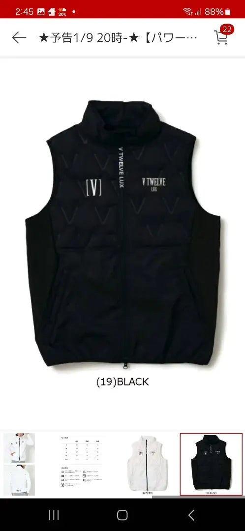 V TWELVE LUX Black Down Vest