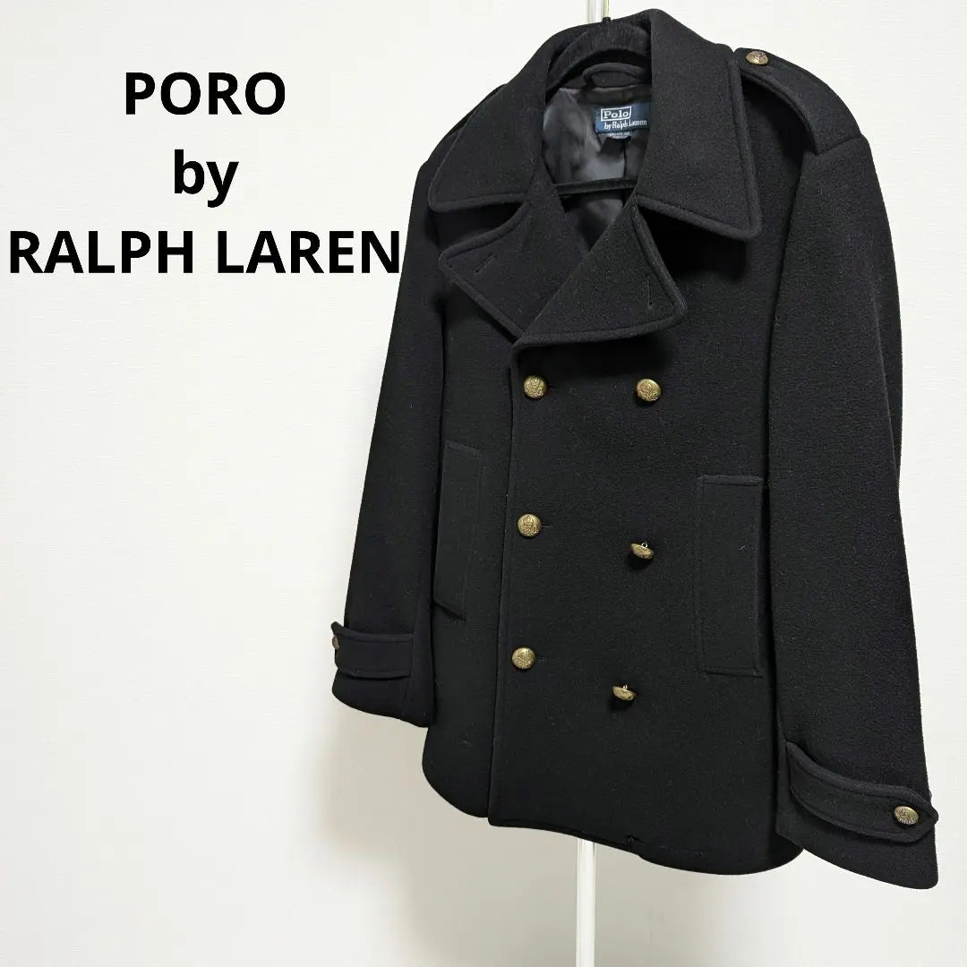 Artículo raro Polo Viral Lauren Peacoat Botón dorado negro Talla M