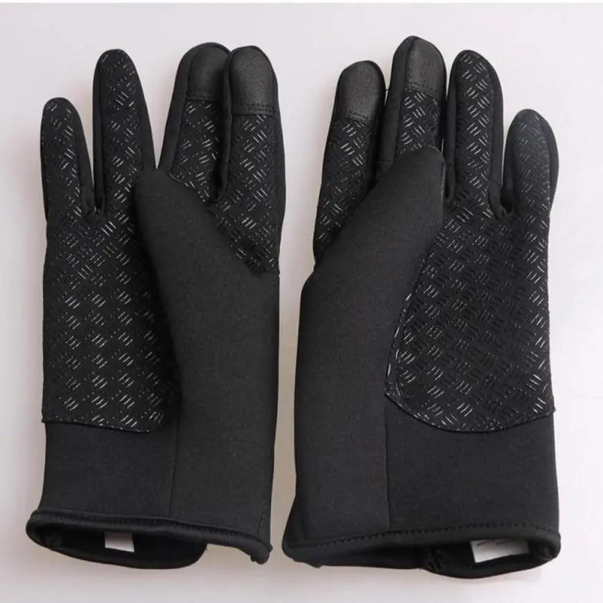 Black gloves, boa lining, non-slip, silicone, warm, XL size, compatible with smartphones