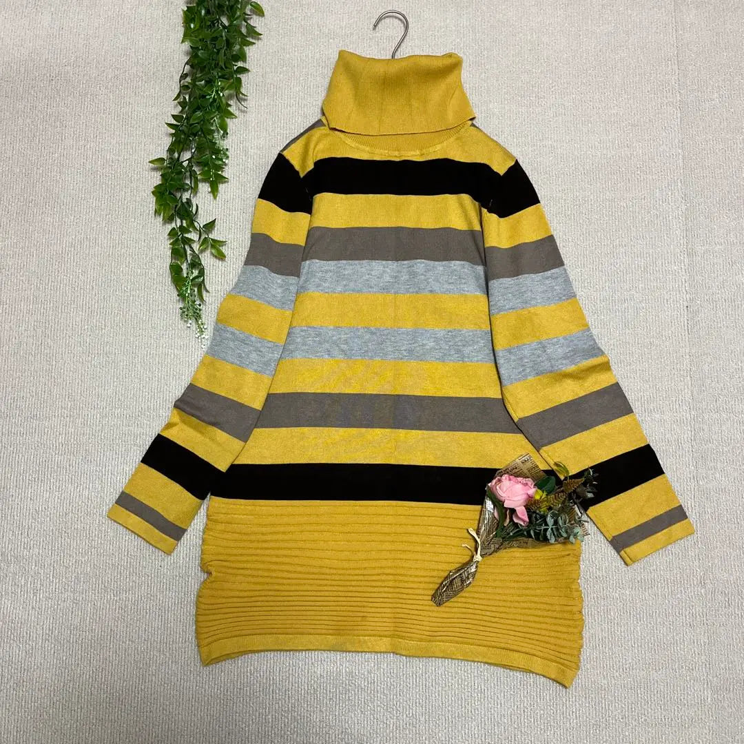 LAFFINEE Striped Knit Sweater Tunic M-L