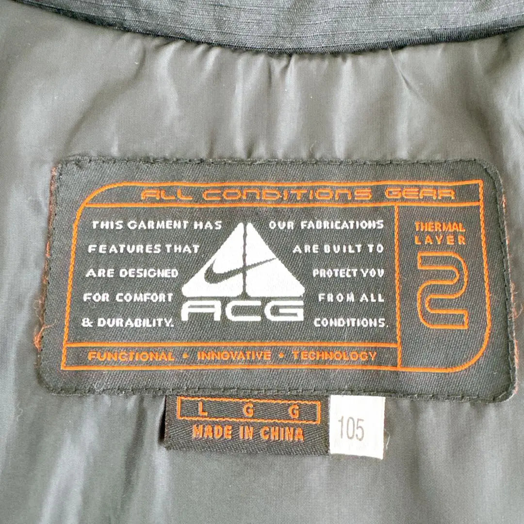 Chaqueta de plumas NIKE ACG antigua con logotipo bordado, color negro, talla L, difícil de encontrar