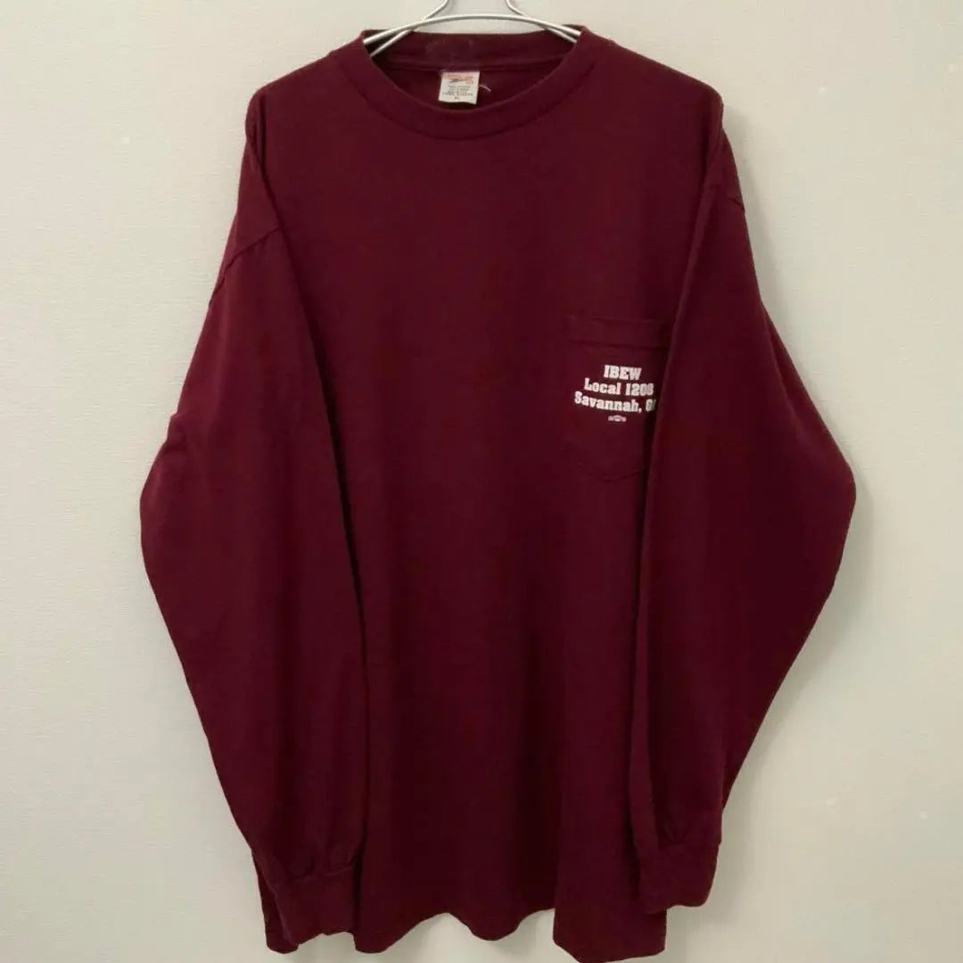 IBEW LOCAL 1208 Long Sleeve T -shirt Burgundy UNION LINE