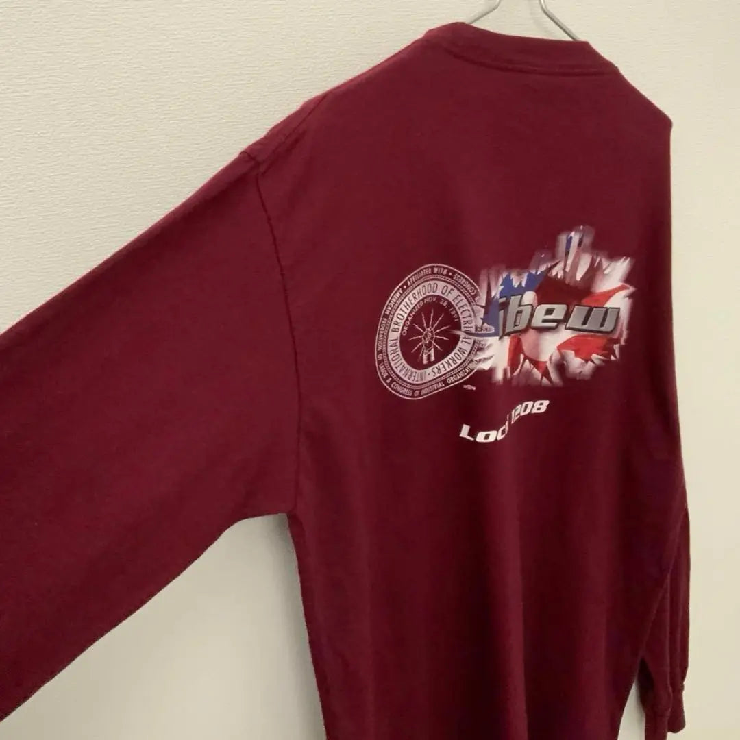 IBEW LOCAL 1208 Long Sleeve T -shirt Burgundy UNION LINE