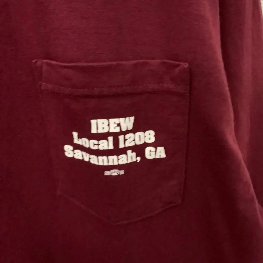 IBEW LOCAL 1208 Long Sleeve T -shirt Burgundy UNION LINE