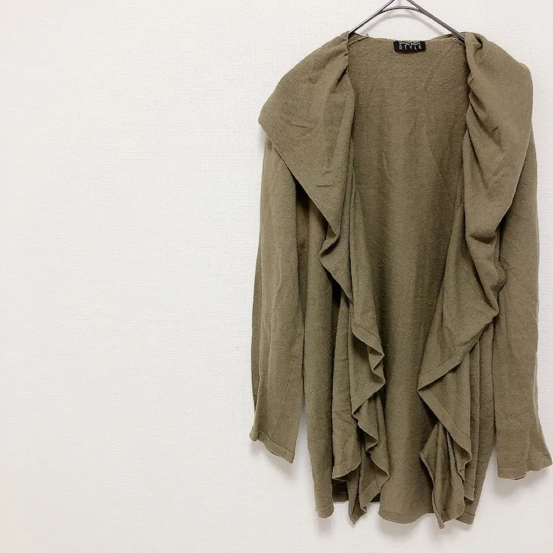 71-31 Natural Beauty Style Knit Cardigan Frilled Linen Blend