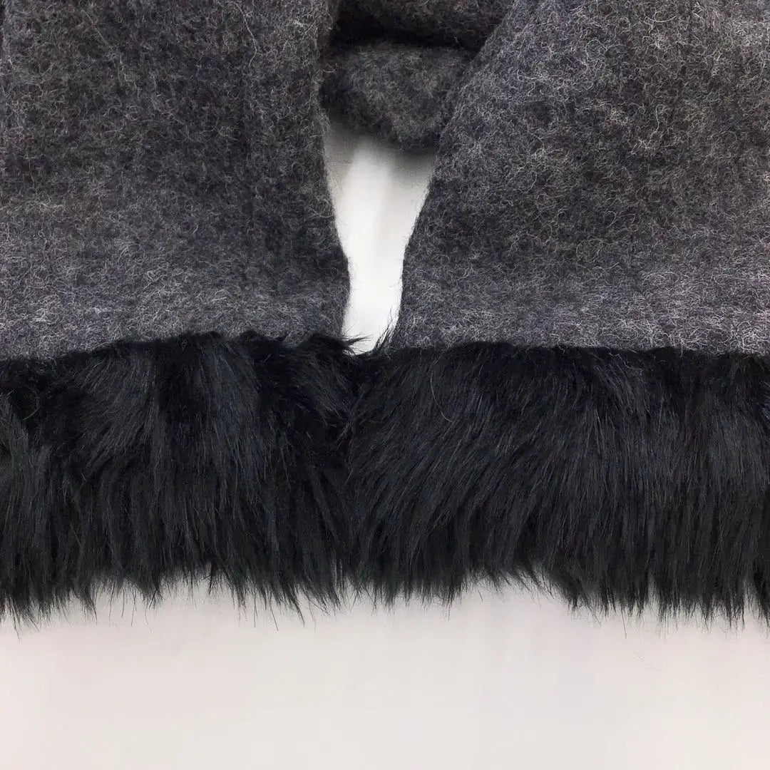 R309-80 Women's Fur Coat S Black Gray Autumn/Winter Garb 2/18