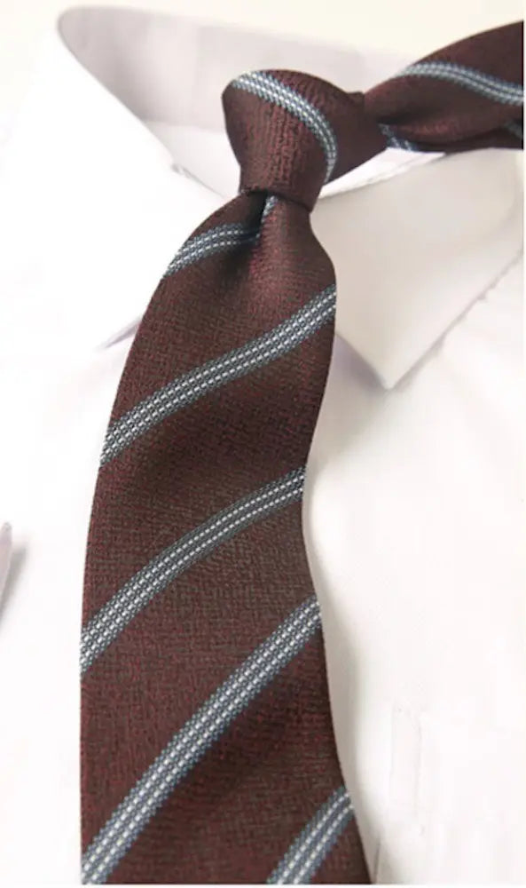 Fashionable Men's Stripe Casual Wine Red Tie Business