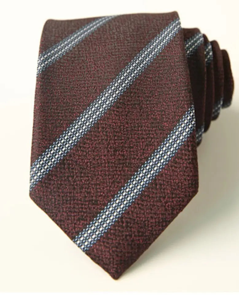 Fashionable Men's Stripe Casual Wine Red Tie Business