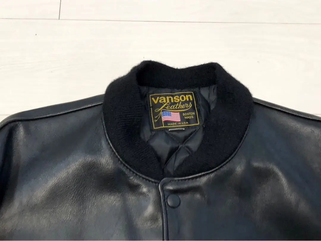 XL/44] Modelo raro Vanson VANSON Estadio de cuero Jubet Negro | XL/44】希少モデル バンソンvanson レザー スタジャン ジュケット 黒