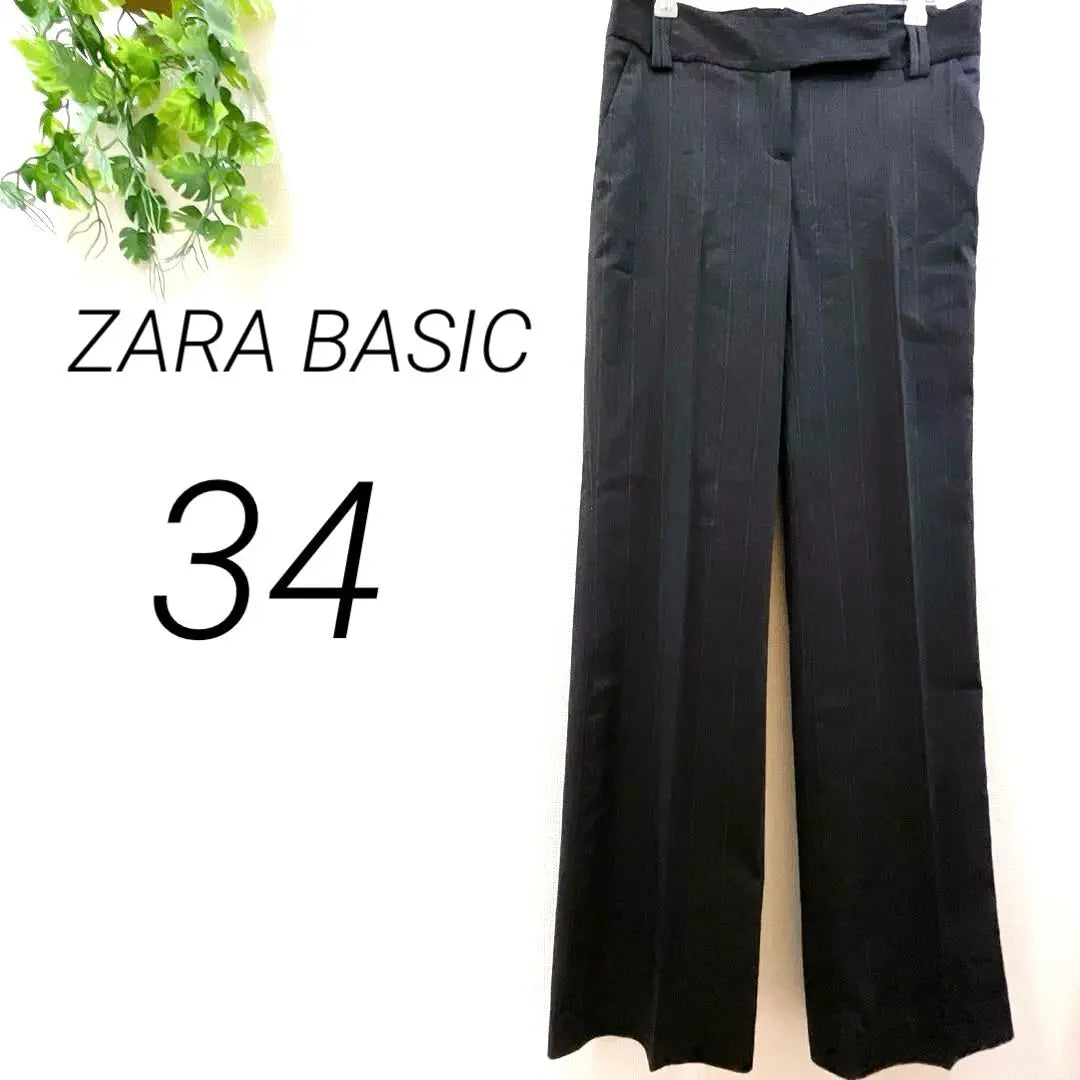 [1105] ZARA BASIC slacks striped gray tapered