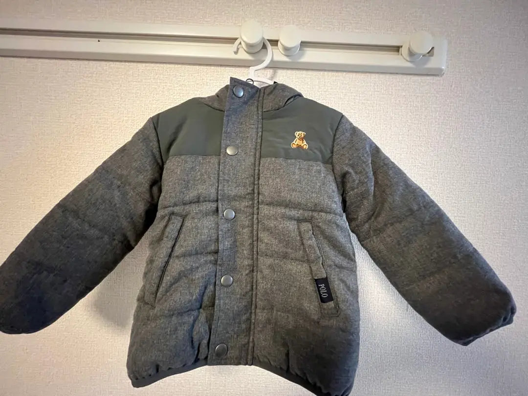 [Beautiful goods] POLO gray hooded batting coat 80-90 size | 【美品】POLO グレーのフード付き中綿コート80〜90サイズ