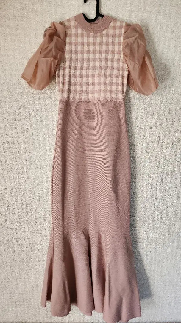 eimy istoire Spring Gingham Mermaid Knit Dress Pink