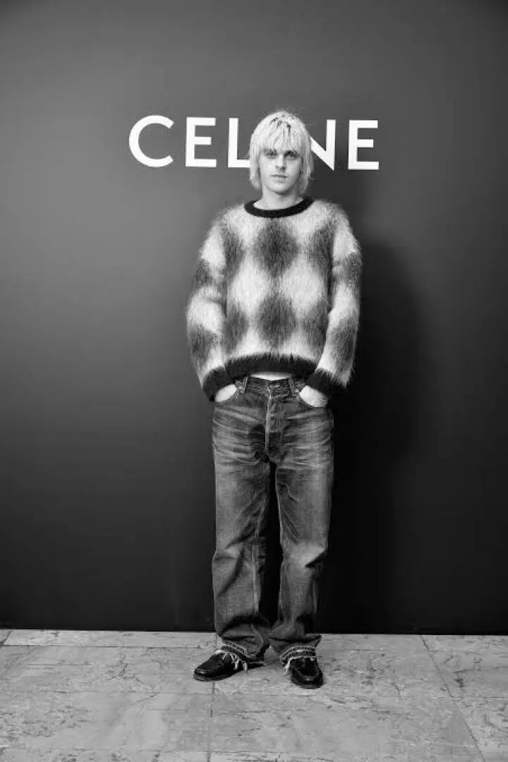 23SS Celine Oversized Argyle Mohair Knit S Sweater