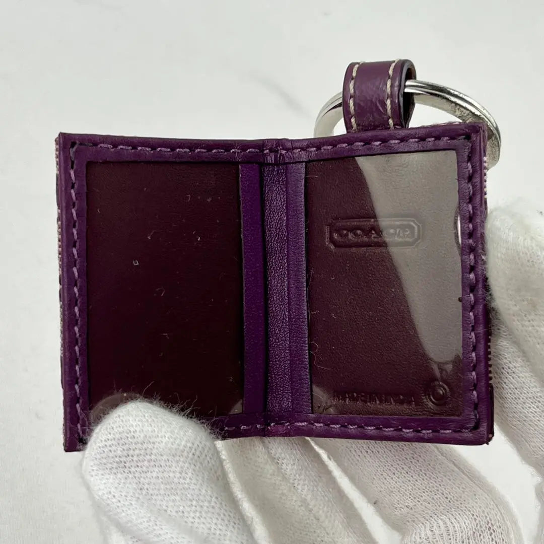 [Good condition] Coach Keychain Keyring Purple Photos Favorite activities | 【良品】 コーチ キーホルダー キーリング パープル 写真 推し活