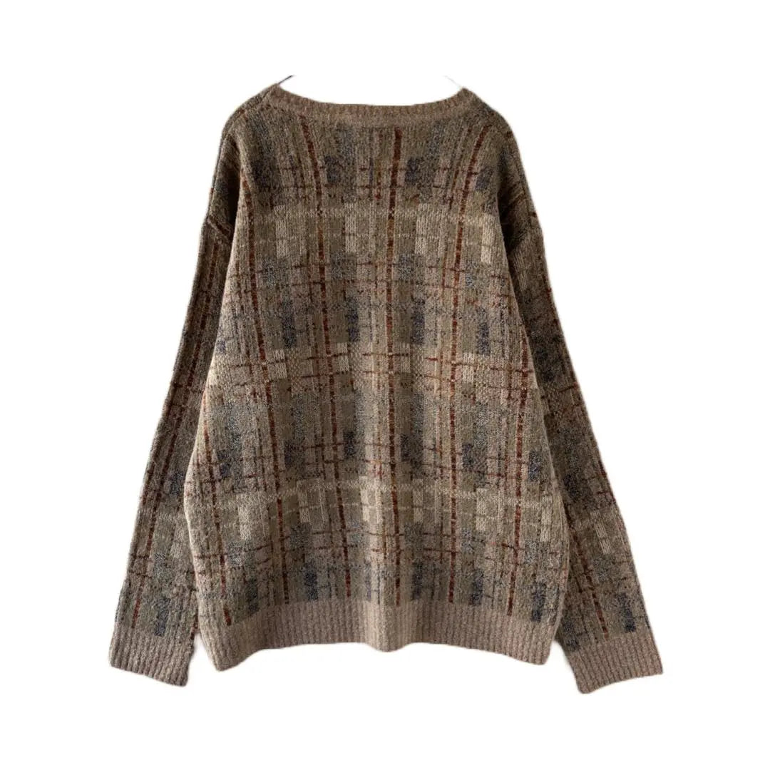 Italian-made design knit COLLEGE sweater, all-over pattern, earth color